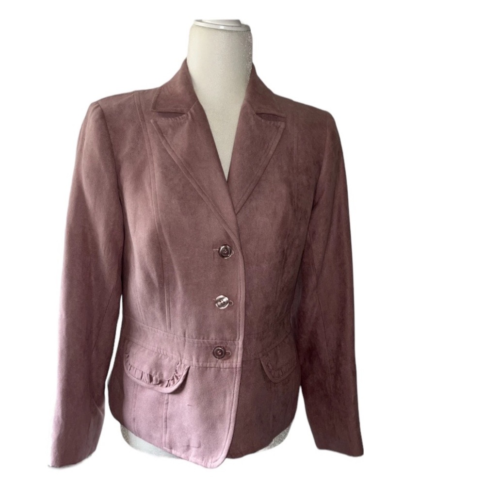 Sojo Mauve Suede-Like Button Up Blazer Sz S